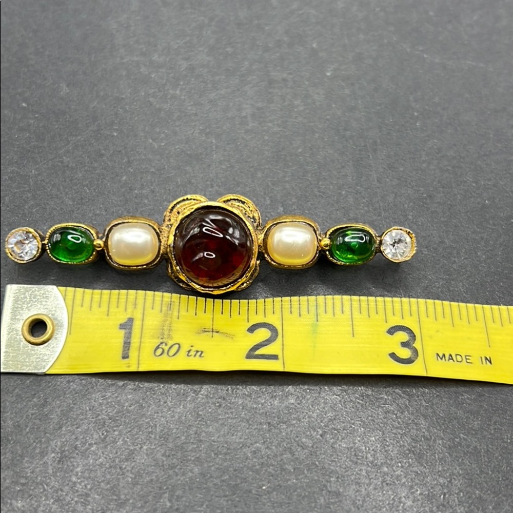RARE COLOR Chanel 1985 gripoix glass brooch - Picture 8 of 11
